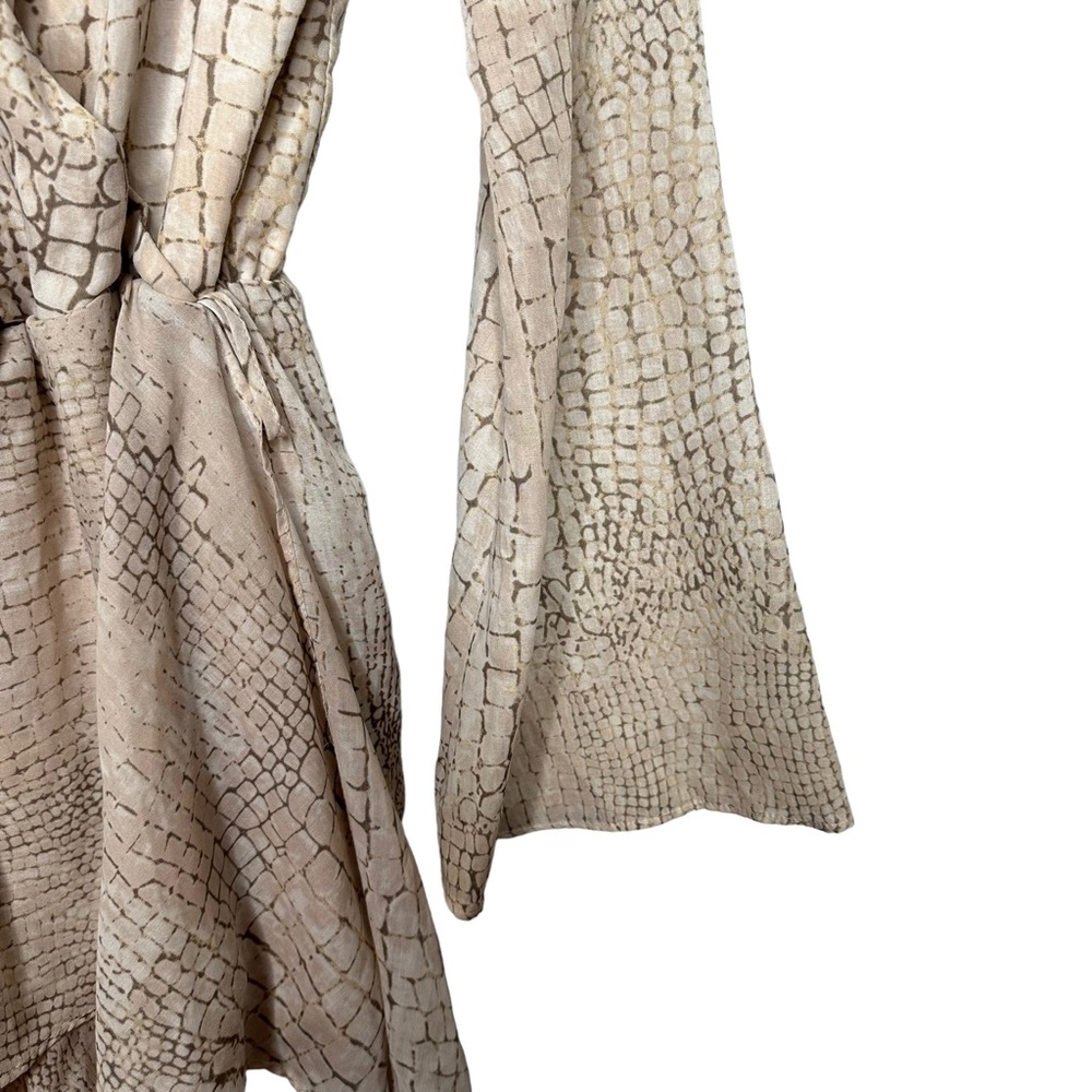 The Jetset Diaries Sobek Snakeskin Print Long Bell Sleeve Romper - Picture 3 of 6